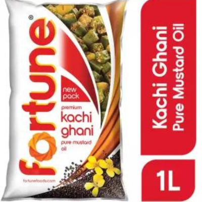 FORTUNE Premium kachi ghani pure Mustard Oil Pouch (Sarson Tel)  (1 L)